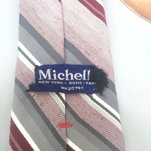 Michelle Wool Blend Slubbed Regimental Striped Tie Vintage - Picture 5 of 10